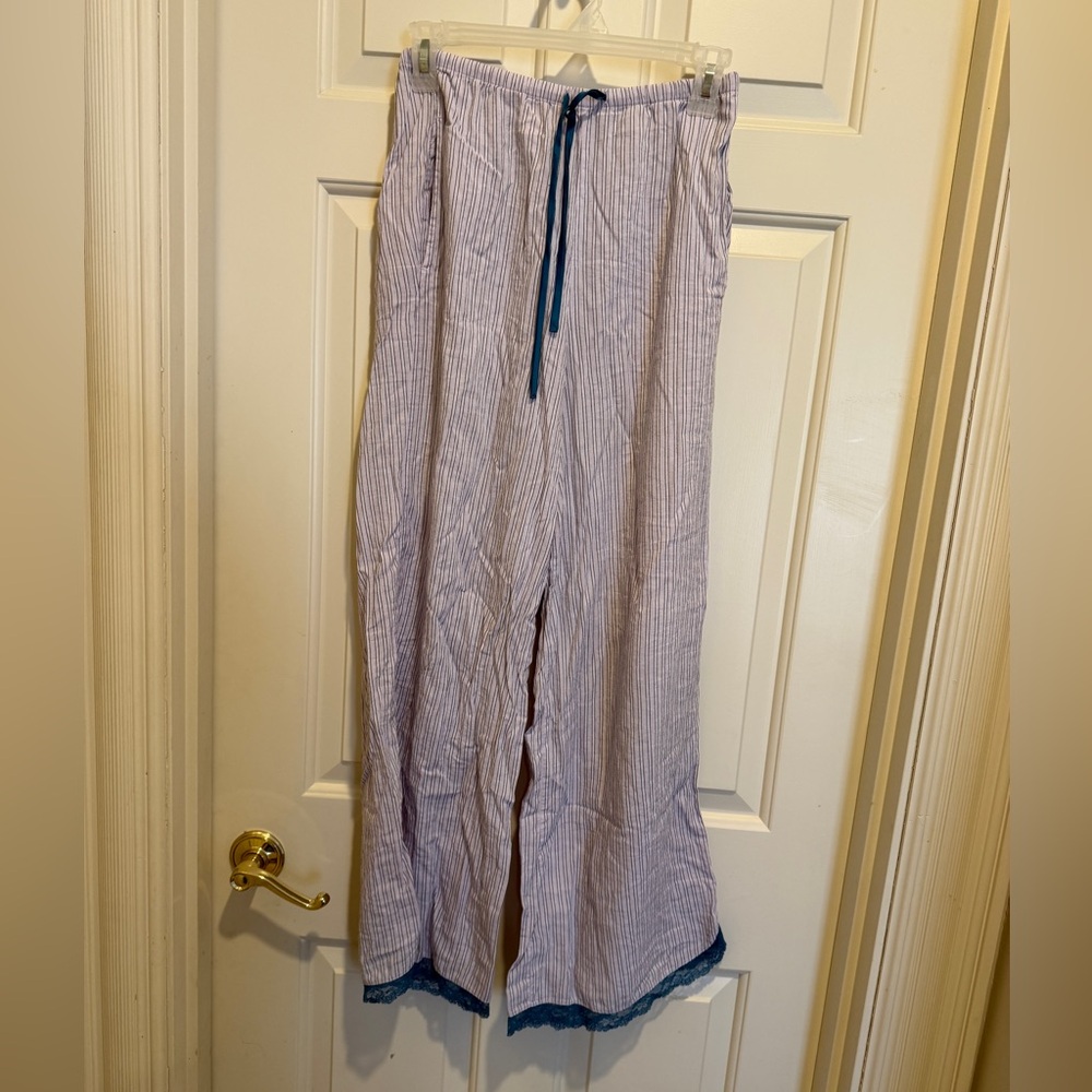 Tall Victoria's Secret Striped Pajama Bottoms with Teal Accent